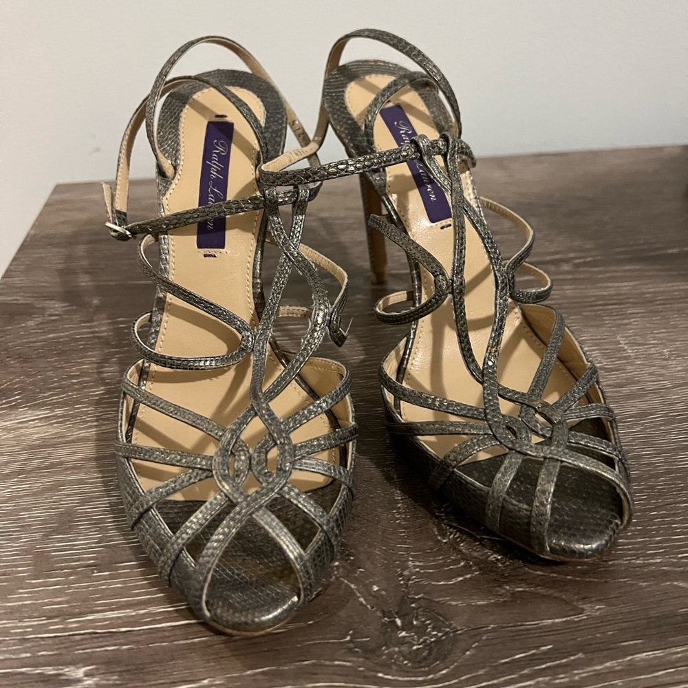 Ralph lauren collection python sandals grey